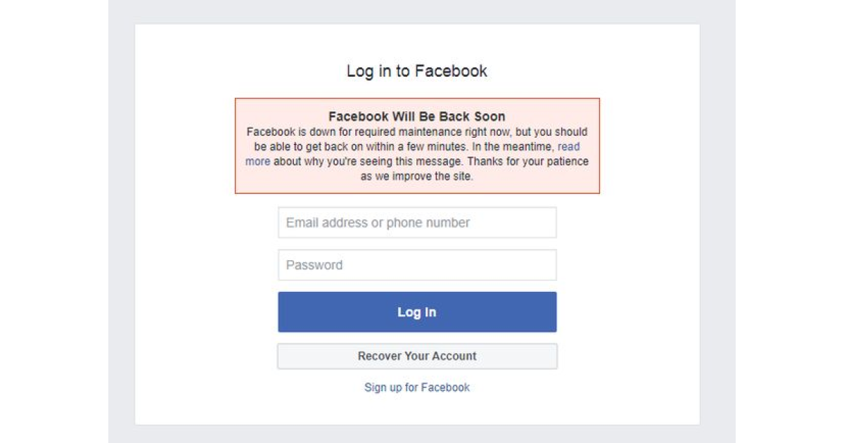 Is Facebook down? There is a problem accessing Facebook.