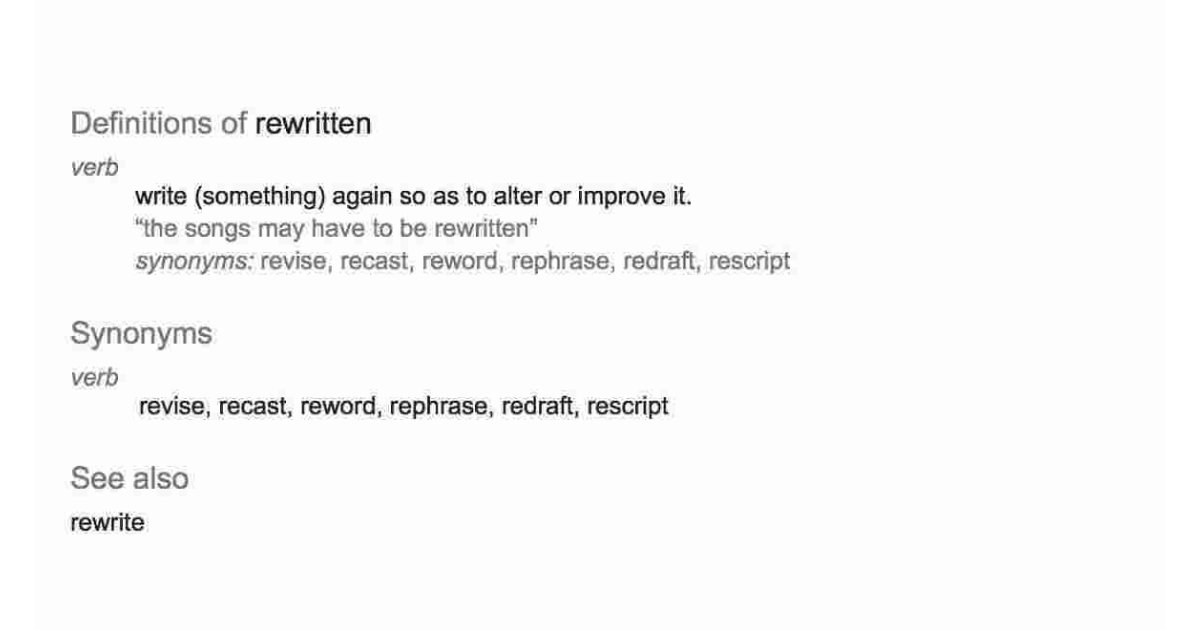 Rewritten Meaning and Definition