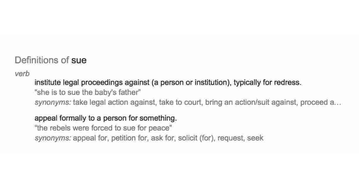 Sue Meaning and Definition