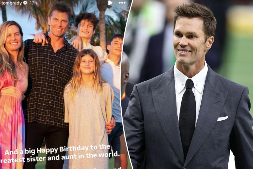 Tom Brady smiles with his lookalike sister in a new family photo celebrating their shared birthday.