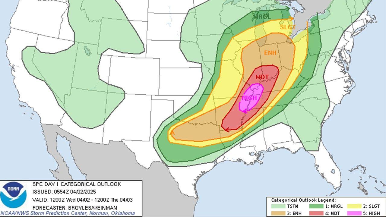 Severe Weather, Including Tornadoes and Large Hail, Threatens Parts of U.S. 