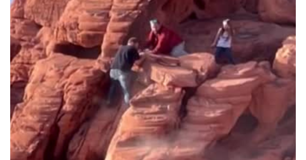 2 visitors captured on video destroying ancient rock formations at Lake Mead 