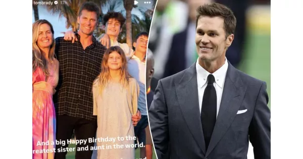 Tom Brady smiles with his lookalike sister in a new family photo celebrating their shared birthday. Tom Brady smiles with his lookalike sister in a new family photo celebrating their shared birthday.