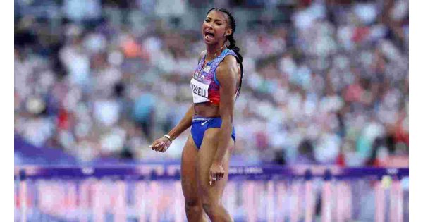 American Masai Russell wins Olympic women's 100m hurdles gold