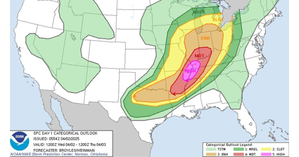 Severe Weather, Including Tornadoes and Large Hail, Threatens Parts of U.S. 
