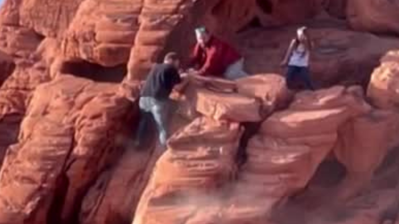 2 visitors captured on video destroying ancient rock formations at Lake Mead 