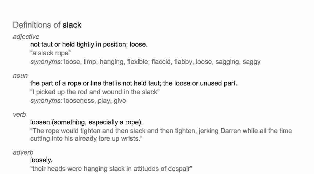 Slack Meaning and Definition