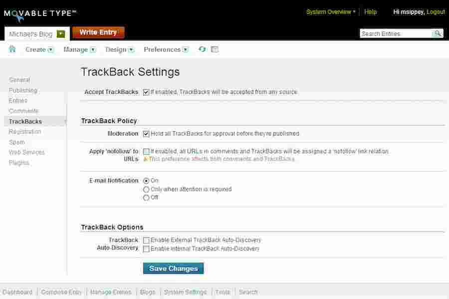 Trackback Meaning and Definition
