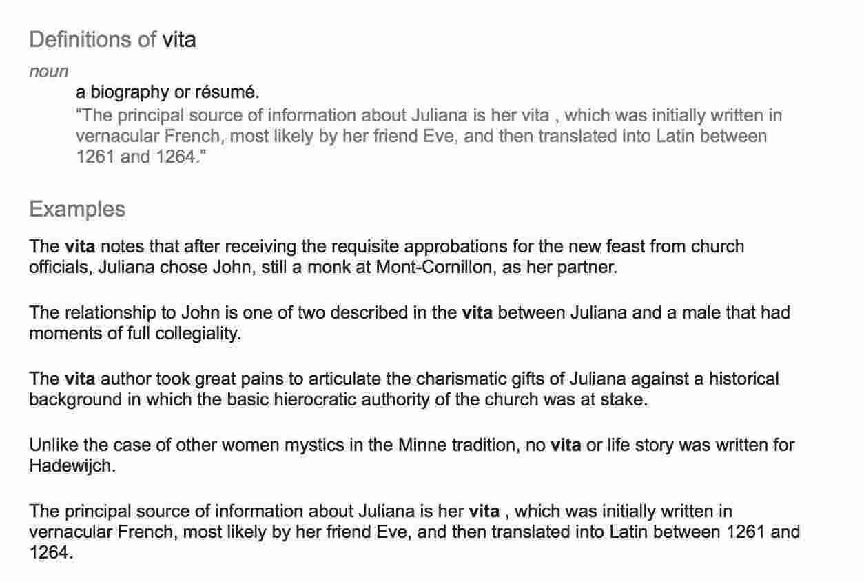 Vita Meaning and Definition