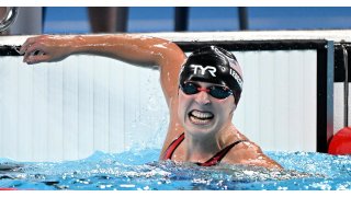 USA's Katie Ledecky wins gold in 1,500-meter freestyle, claiming record-tying 12th Olympic medal in women's swimming