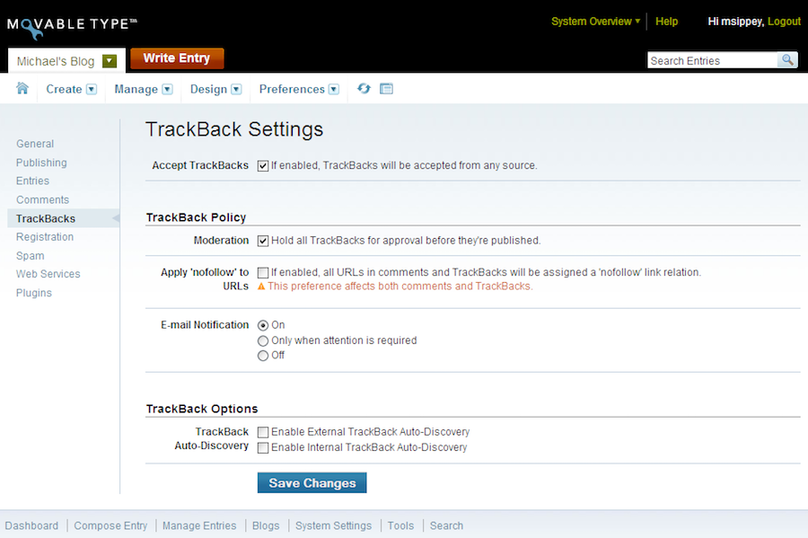 Trackback Meaning and Definition